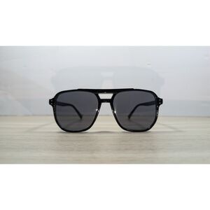 Black Square Aviator Sunglasses Double Bridge Dark Lens Retro Fashion
